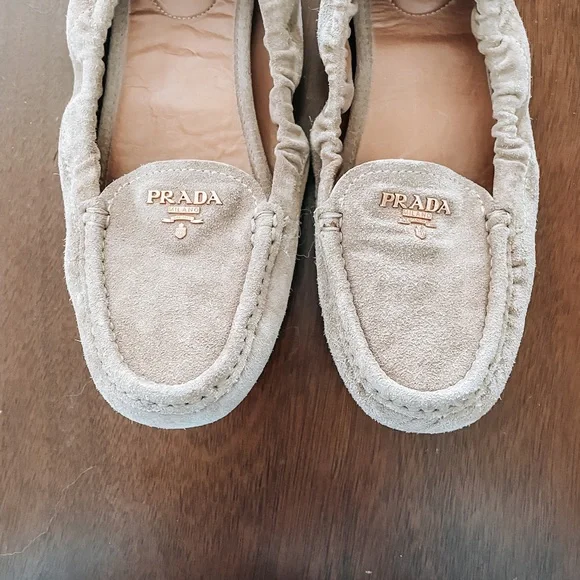 Prada Suede Scrunch Driver - Beige - Picture 2 of 6